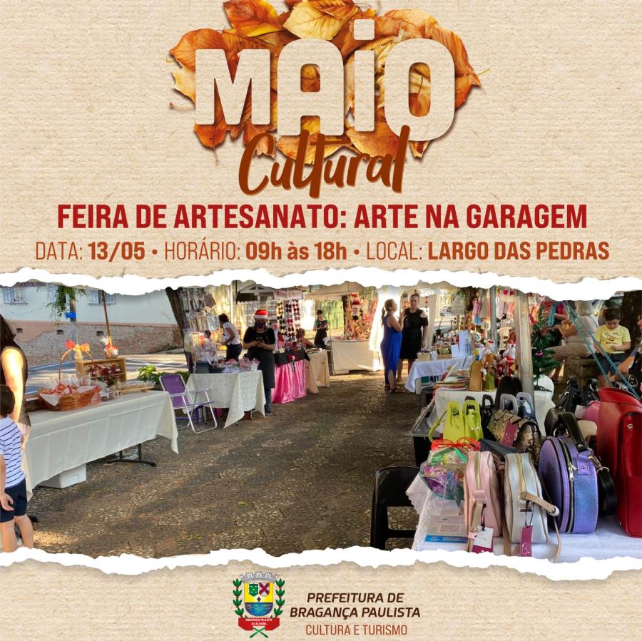 Feira de artesanato “Arte na Garagem” acontece neste sábado (13/05) na Praça do Largo das Pedras